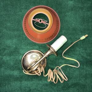 Portable Lamp and shade Vintage 1950’s - Orange Metal No. g-1531